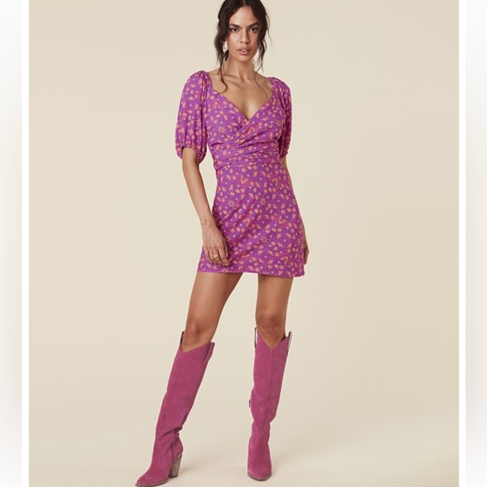 Spell Madame Peacock Sweetheart Mini Dress Boysenberry Size Large - Picture 2 of 12